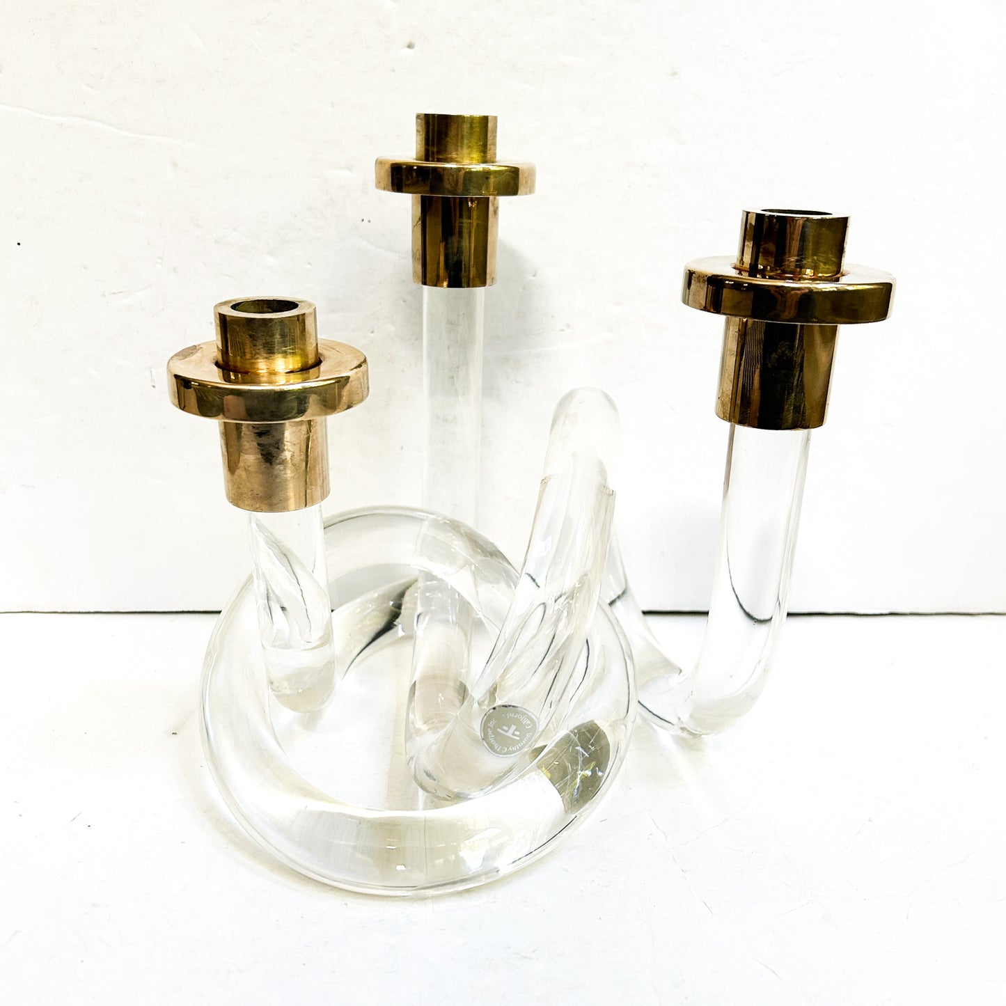 Vintage Dorothy C Thorpe Lucite Pretzel Candleholder