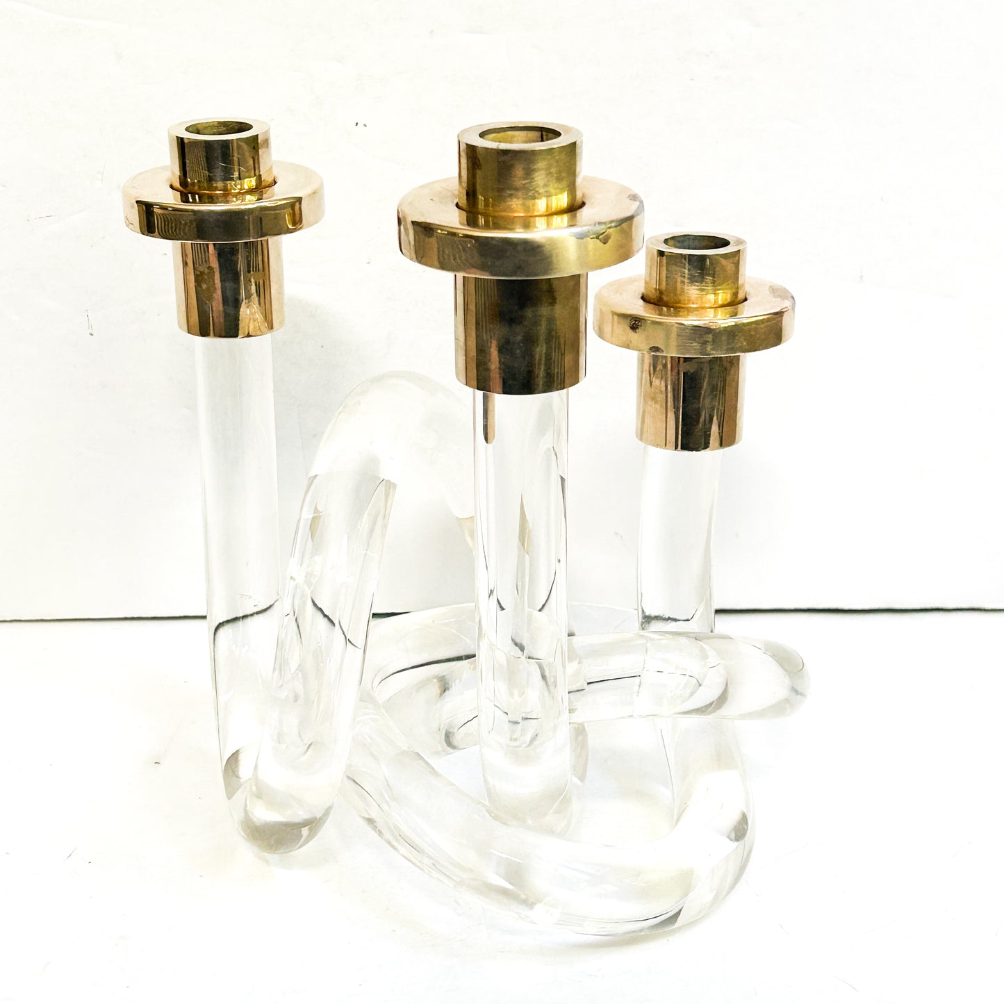 Vintage Dorothy C Thorpe Lucite Pretzel Candleholder