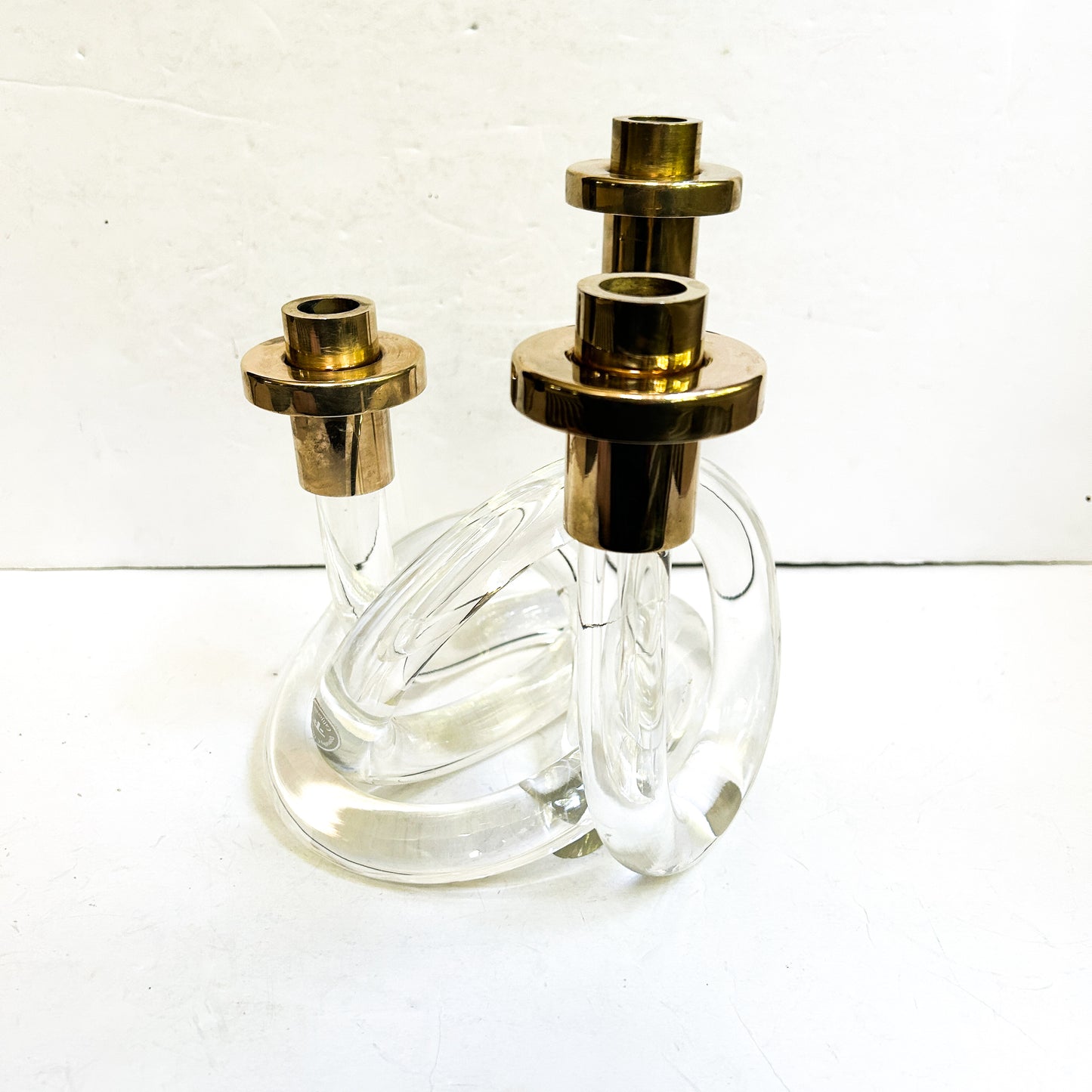 Vintage Dorothy C Thorpe Lucite Pretzel Candleholder