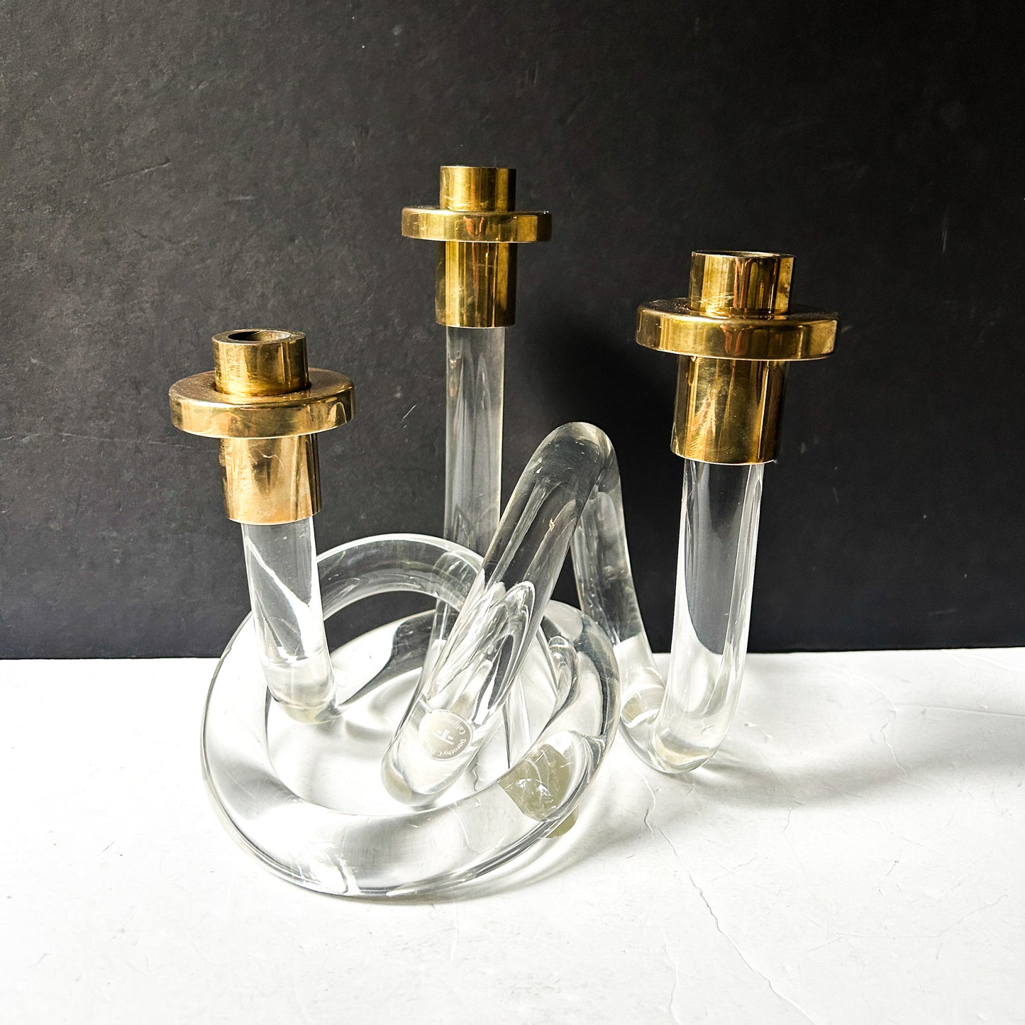 Vintage Dorothy C Thorpe Lucite Pretzel Candleholder