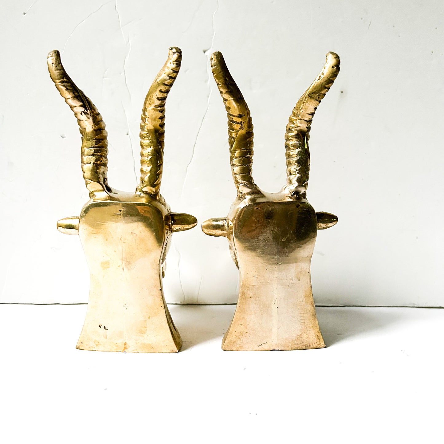 Vintage Brass Antelope Bookends - Bongo / Ibex / Bontebauk / Impala bookends