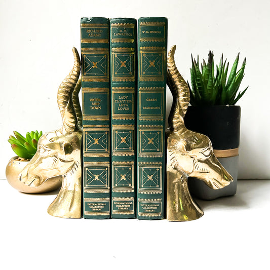 Vintage Brass Antelope Bookends - Bongo / Ibex / Bontebauk / Impala bookends