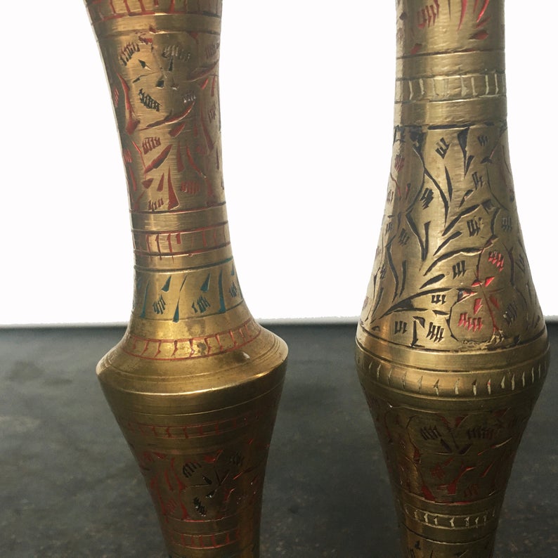 Brass Etched Vase