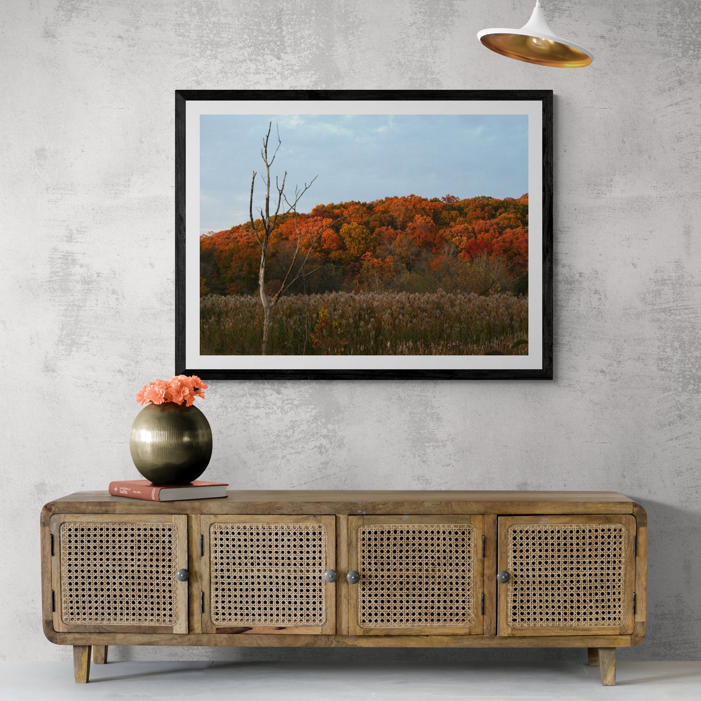 Fiery Orange Autumn Landscape Art Photography, Archival Print