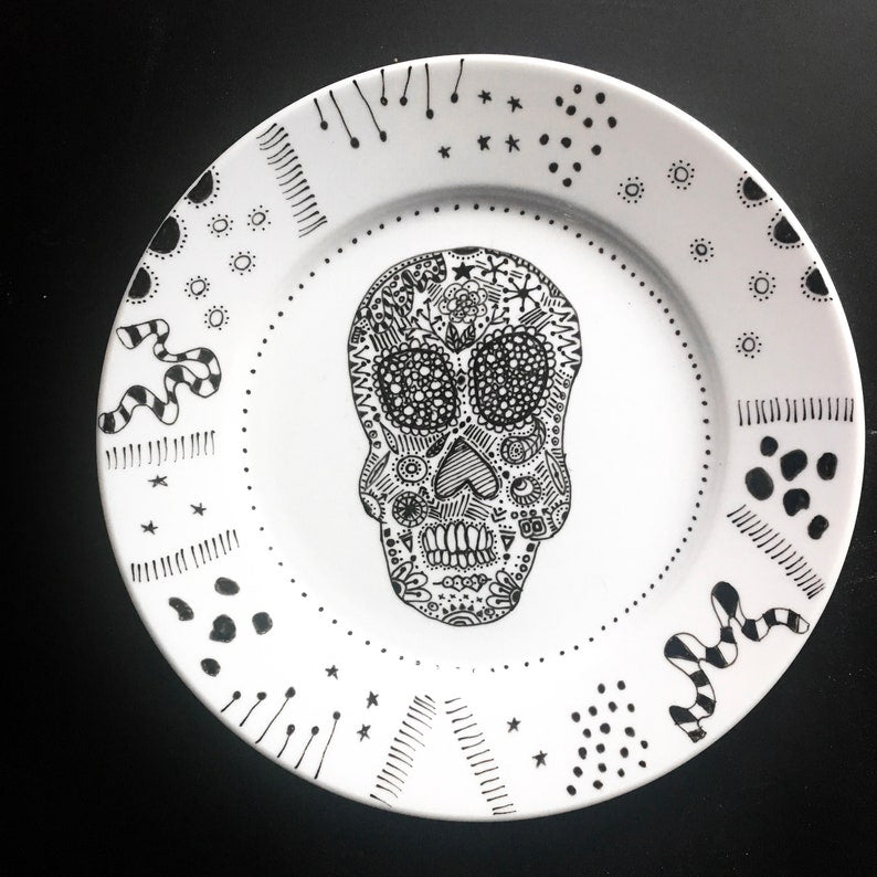 Sugar Skull Plate, Day of the Dead Decor